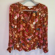 Cupcakes and Cashmere Floral Print Long Sleeve Blouse - size Medium