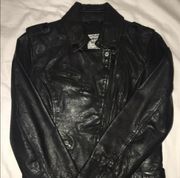 Leather Jacket Motorcycle Biker Style Sz XS