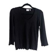 scalloped black top  Size 10