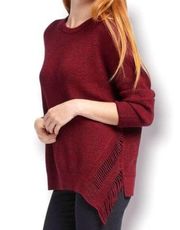 Nic + Zoe Fringe Ribbed Sweater Marled Red Black P S