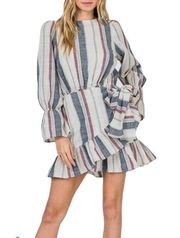 &Merci Striped Faux Wrap Long Sleeve Dress size Medium