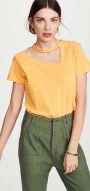 Revolve LNA XS Yellow Gold Sun Nassau Cut Out Cotton Short Sleeve Tee T-Shirt