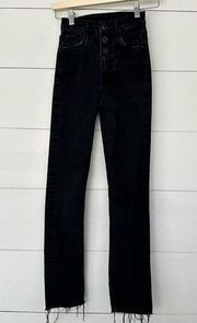 Mother Denim Women’s 23 Black Wash Pixie Dazzler Ankle Fray Not Guilty Jeans