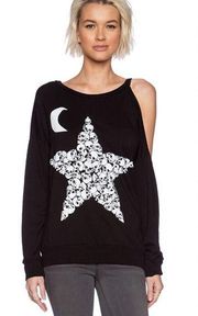 Lauren Moshi Limited Ed. Quinn Star & Moon Single Shoulder Sweatshirt size XS