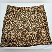 Women’s Leopard Print Mini Skirt Pull On with Pockets size Large