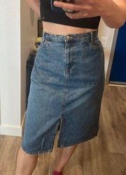 Y2k 90s vintage denim utility midi skirt front slit 10 large