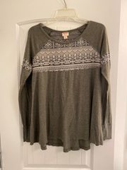 Grey Bohemian Long Sleeved Swing Shirt