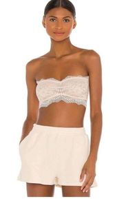 Sz XS Lacey Looks Bandeau Beige Lace Lightly Lined