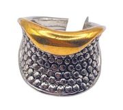 Mixed metal two toned textured top lip chunky ring size 6