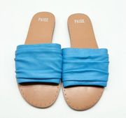 NEW PAIGE Emilia Leather Slides 9.5 Blue