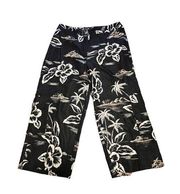 Tropical Print Silk Black‎ And White Floral Pants Size 12