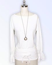 Mustard Seed White Long Sleeve Open Back Shirt Nwt