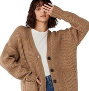 Tan size medium knit sweater cardigan; button down