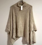 NWT Anthropologie Akemi Kin Metallic gold thread eyelash poncho sweater Lara