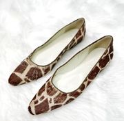 Lauren  KAYSA calf hair giraffe print pointed toe flats size 6.5B