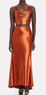 NWT AIIFOS Copper Metallic Satin Silk Set