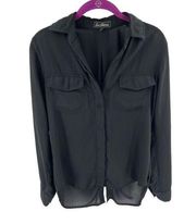 Sam Edelman zipper cold shoulder top blouse shirt small EUC black
