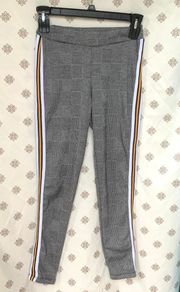 Black White Plaid Pants W Striping Jrs M