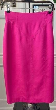Escada Silk Pencil Skirt Barbie Hot Pink Fuchsia Magenta 36 S
