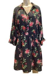 Siren Lily Bright Floral Print with Elastic Waist Dress New With Tags