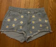 SheIn Daisy Denim Cut Off Short Shorts XL