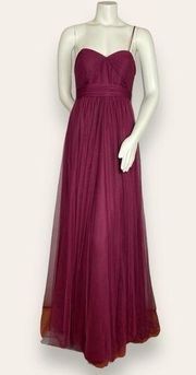 Jenny Yoo Formal Dress Prom Tulle Bridesmaid Size 4‎ Wine Hollywood Gown Classic