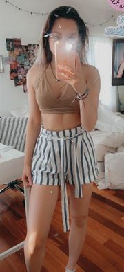 Blue And White Striped Shorts