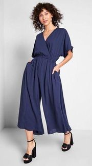 ModCloth Arrive & Thrive Wide Leg Blue Jumpsuit Sz S NWT