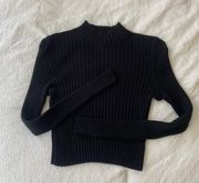 Black Ribbed Cropped Sweater