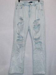 Aeropostale AERO Light Wash Denim Distressed High Rise 90s Baggy Straight Jeans