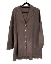 Bryn Walker Women's Size L Linen Button Front Shirt Long Sleeve Brown *FLAWS