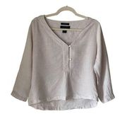 1689 Tahari Tan 100% Linen Oversized Tunic Blouse Size Small