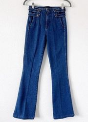 Veronica Beard Jeans Beverly Skinny Flare High Rise Oxford Wash Jeans