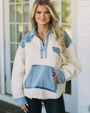 Denim Sherpa Pullover