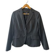 New York & Company Charcoal Gray Striped Suit Blazer Jacket—Size 8