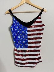 Miss chevous sequin USA flag top sz S