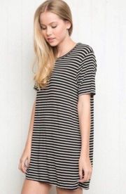 Brandy Melville Modal Blend Striped Oversized T-Shirt Dress in Black & White O/S