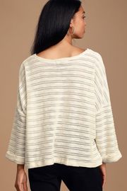 Cozy Ivory Striped Knit Sweater Top