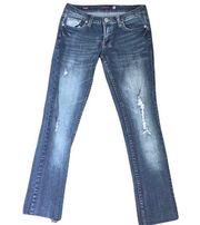 Straight Raw Hemmed Distressed Jeans Size 26 1/2