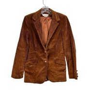 Vintage Corduroy Jacket Blazer H.R. Roberts Buttons Brown Womens Sz Medium