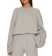 GRLFRND Oversized Gather Sweatshirt Medium Gray Slouchy Ruched Sleeves NEW