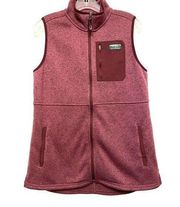 L.L. Bean Fleece Sweater Knit Vest Plum‎ Women Size M Full Zip Pockets Mock Neck