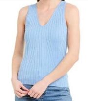 525 America Ribbed Sleeveless Top Blue Size S Revolve V-Neck Knit Rayon Blend