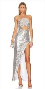 MAJORELLE Jovanna Embellished Gown in Silver