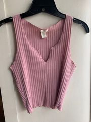 Pink Ribbed Tank Top