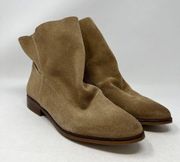 Tan Nubuck Leather Slouch Ankle Boot Bootie Women's Size 38 (7.5)