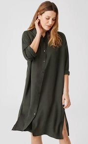 Green Silk Shirt Dress