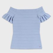 Ted Baker Misteey Bardot Frill Knitted Off Shoulder Top Size 6 US 16 Blue