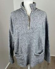 Grey Quarter Zip Pullover Size Large
