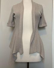 Verve Beige Open Front Flowing Ribbed Cardigan Small